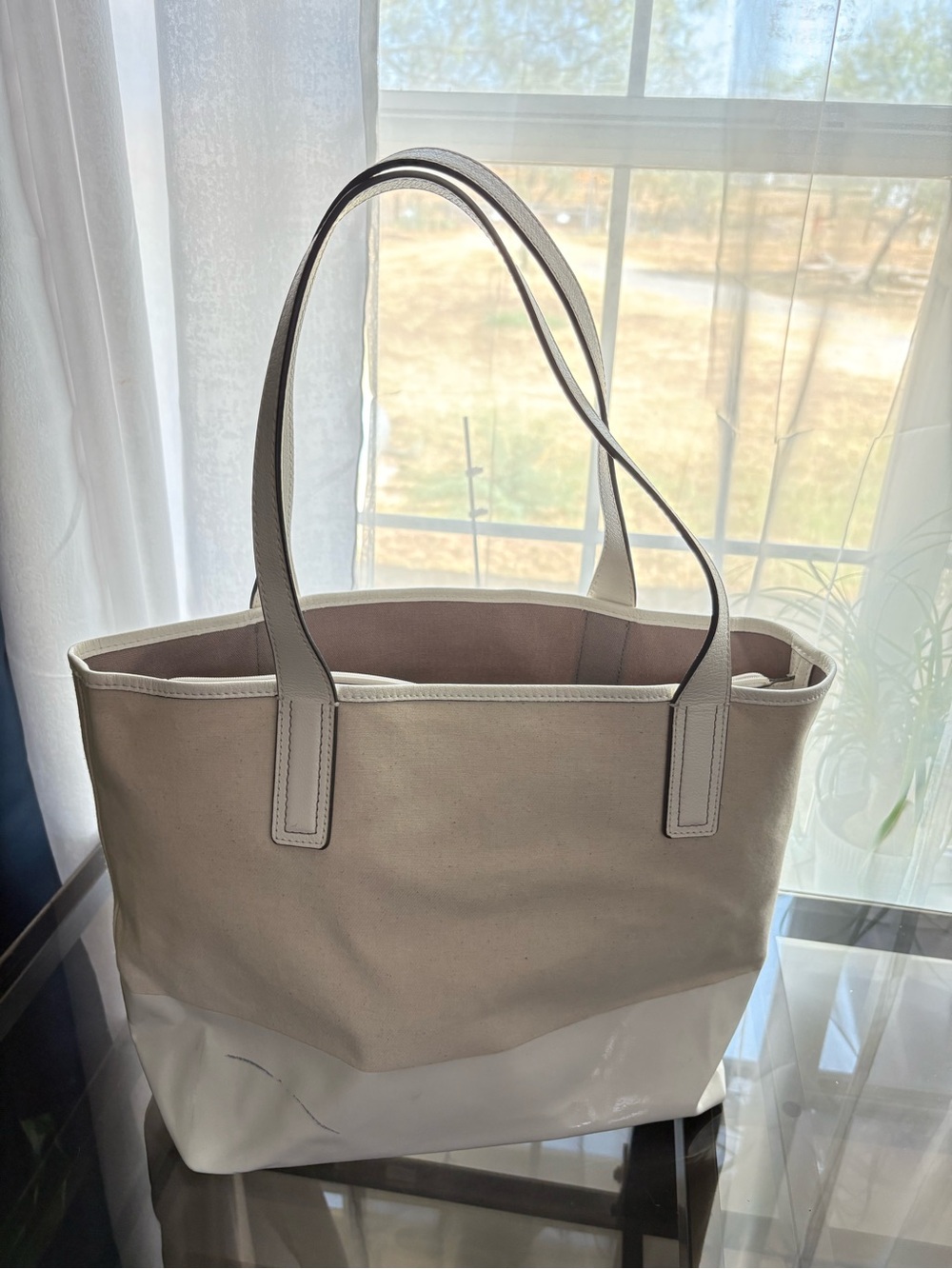 kate spade NY Ash Street Logo Beige Canvas Tote Bag - Picture 3 of 8
